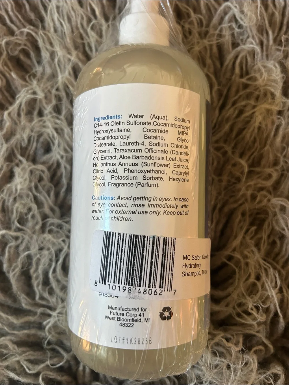 MC Salon Goods Hydrating shampoo, paraben/sulfate/gluten free, vegan. 16 fl oz